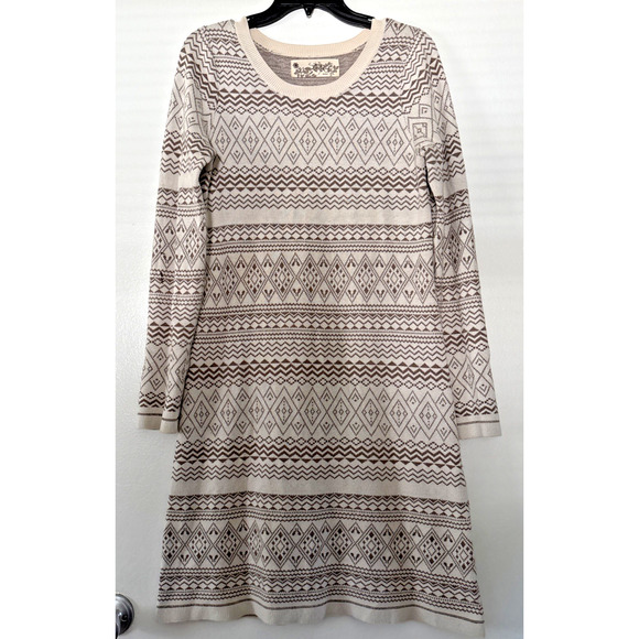 Aventura Dresses & Skirts - Free People Aventura Sweater Dress Womens M Long Sleeve Knit Diamond Argyle Soft